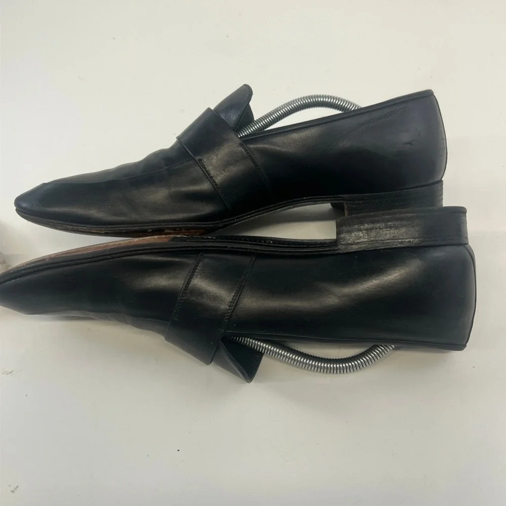 Gravati Mens Black Leather Penny Loafers Italy Almond Toe Dress Shoes Size 11 M